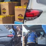 Tumpukan kue kotak dibagasi mobil pejabat Dinsos Bandar Lampung. ( ist)